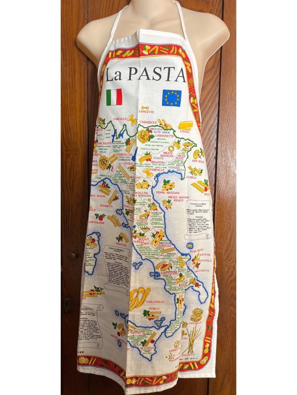 Vintage Bibbed Apron Italy Map Souvenir Boot Italian Pasta Unused